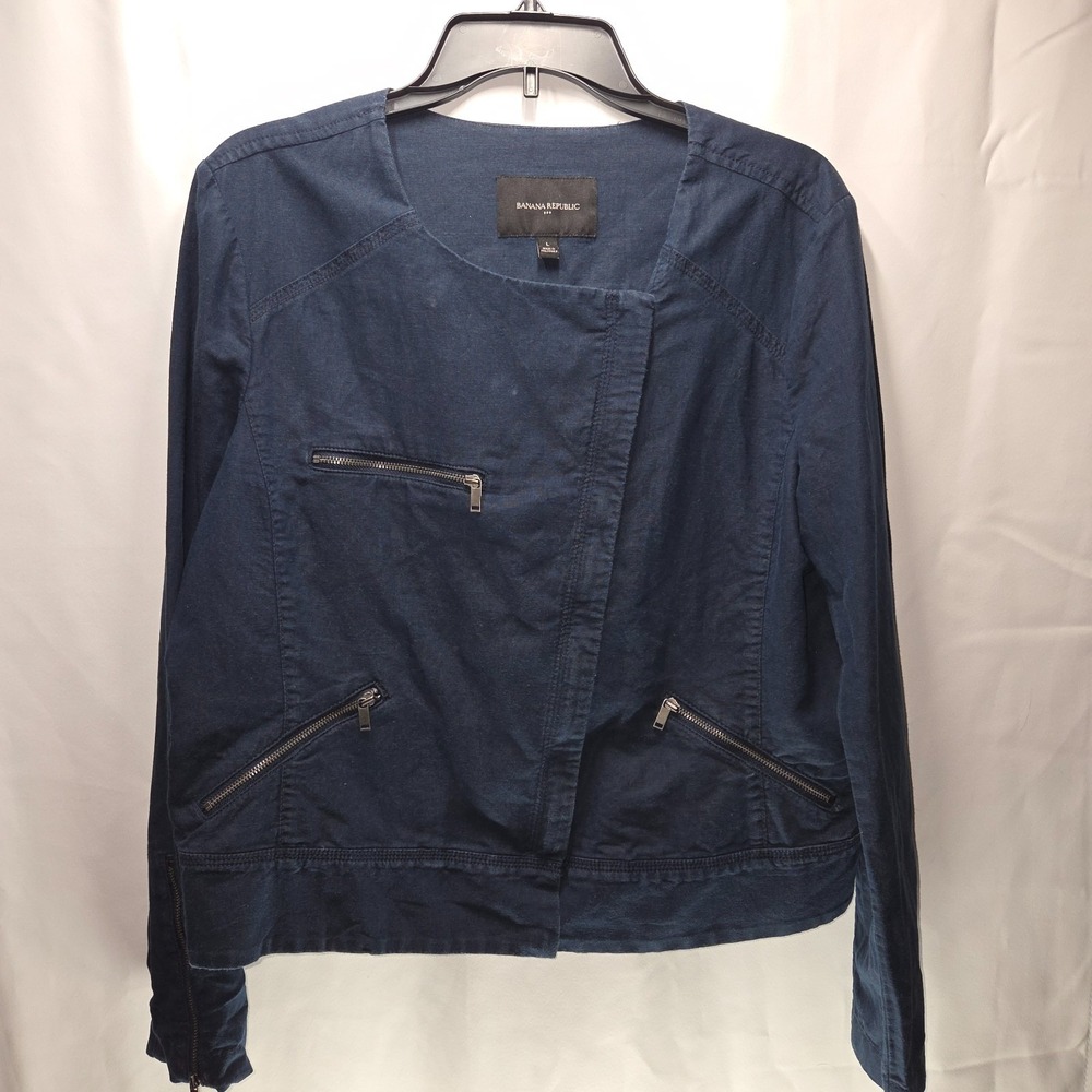 Vintage 90s/Y2K Banana Republic Navy Short Jacket Full Zip Women's L